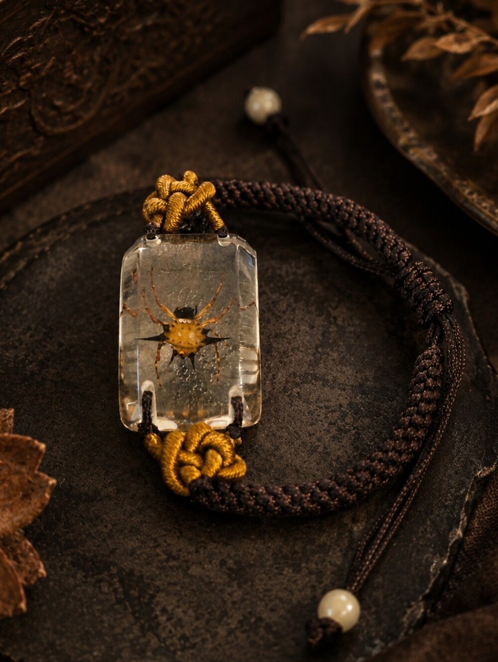 Preserved Spiny Orb-Weaver Spider Macramé Bracelet